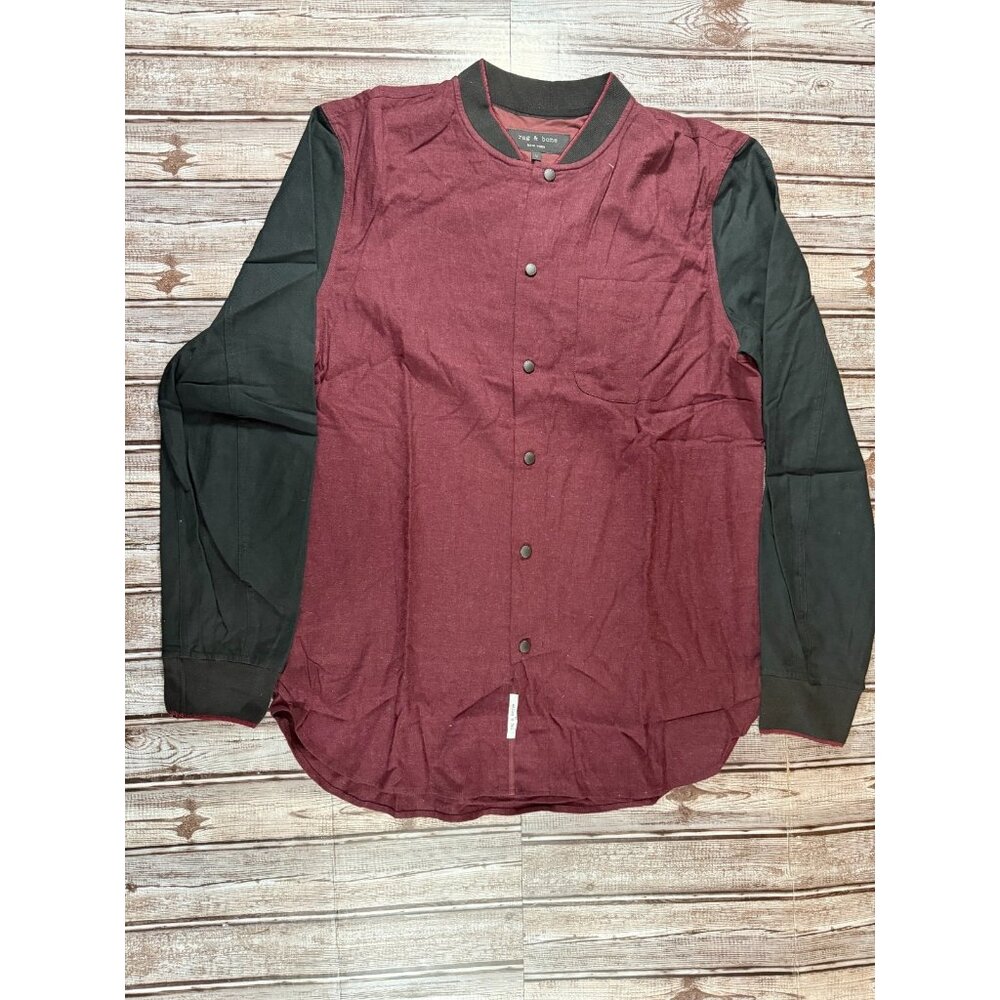 rag & bone Paperweight Varsity Jacket shacket size M color burgundy black NWOT